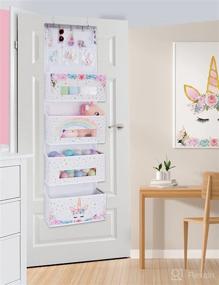 img 3 attached to 🦄 Unicorn Door Hanging Organizer - 4 Large Pockets, 3 Clear Small Pockets, 49” x 14” - Ideal Baby Storage for Toys, Towels, and Sundries in Children's Room, Bedroom, or Kitchen