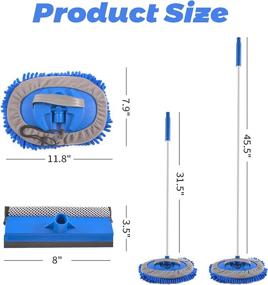 img 2 attached to 🚗 Blue Car Wash Brush Set with 45” Aluminum Long Handle, 2 Chenille Microfiber Car Wash Mop, and 1 Window Squeegee - 3 in 1 Car Cleaning Supplies for Cars, Trucks, Windshield, and Home Cleaning