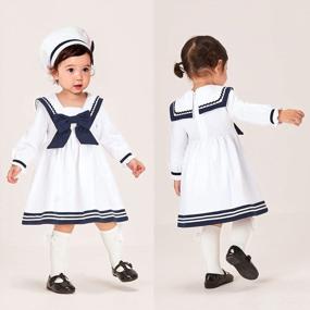 img 3 attached to Pureborn Navy Nautical Playwear Dress For Baby And Toddler Girls | Sizes 0-4 Years