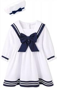 img 4 attached to Pureborn Navy Nautical Playwear Dress For Baby And Toddler Girls | Sizes 0-4 Years