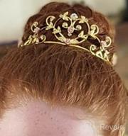 img 1 attached to Rose Flower Rhinestone Crystal Wedding Tiara Crown - Pink Roses Gold Plating review by Tom Plowman