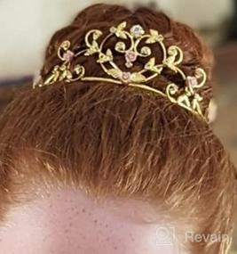 img 4 attached to Rose Flower Rhinestone Crystal Wedding Tiara Crown - Pink Roses Gold Plating