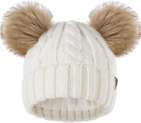 img 4 attached to Warm And Cute: FURTALK Toddler Pom Pom Beanie Hats With Faux Fur For Girls And Boys