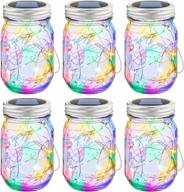 set of 6 rgb multicolor mason jar solar lights with 30 leds for outdoor hanging, waterproof fairy lights for patio garden with hangers and jars included from mlambert logo