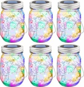 img 4 attached to Set Of 6 RGB Multicolor Mason Jar Solar Lights With 30 LEDs For Outdoor Hanging, Waterproof Fairy Lights For Patio Garden With Hangers And Jars Included From Mlambert