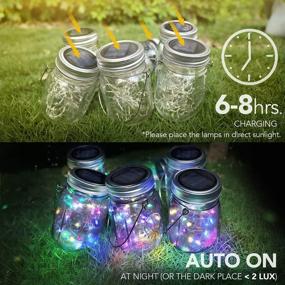 img 3 attached to Set Of 6 RGB Multicolor Mason Jar Solar Lights With 30 LEDs For Outdoor Hanging, Waterproof Fairy Lights For Patio Garden With Hangers And Jars Included From Mlambert