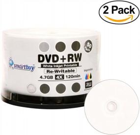 img 2 attached to 100 Pack Smartbuy Blank DVD+RW 4X 4.7GB 120Min White Inkjet Hub Пригодный для печати перезаписываемый DVD Media Disc