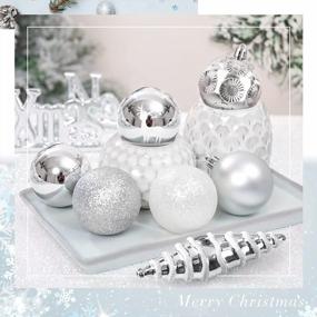 img 1 attached to Стильно украсьте свою новогоднюю елку набором небьющихся рождественских украшений SOLEDI'S из 128 предметов серебристого цвета