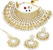 aheli wedding designer gold tone faux kundan choker necklace & maang tikka set - perfect for indian bridal fashion jewelry! logo