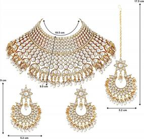 img 1 attached to Aheli Wedding Designer Gold Tone Faux Kundan Choker Necklace & Maang Tikka Set - Perfect For Indian Bridal Fashion Jewelry!