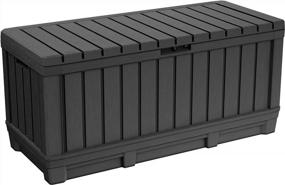 img 4 attached to Keter Kentwood 90 Gallon Resin Deck Box-Organization And Storage For Patio Furniture Outdoor Cushions, Throw Pillows, Garden Tools And Pool Toys, Graphite