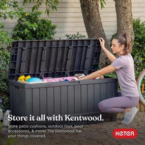 img 3 attached to Keter Kentwood 90 Gallon Resin Deck Box-Organization And Storage For Patio Furniture Outdoor Cushions, Throw Pillows, Garden Tools And Pool Toys, Graphite