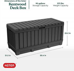img 2 attached to Keter Kentwood 90 галлонов пластиковый ящик для палубы-организация и хранение мебели для патио, уличных подушек, декоративных подушек, садовых инструментов и игрушек для бассейна, графит