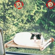 🐱 indoor cat window hammock - wooden perch seat for cats with comfort, durability, and sturdy rotating suction cups - holds up to 40lbs logo