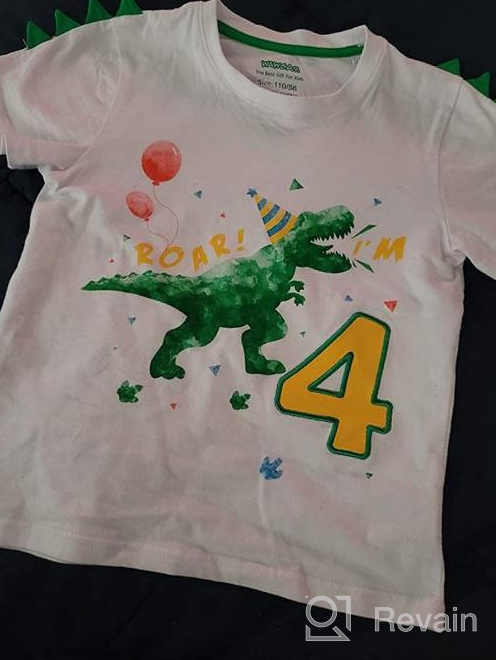 img 1 attached to Dinosaur 4th Birthday Shirt: Cute Toddler Boy 4 Year Old Dino B-Day T-Shirt review by Richard Kuntz