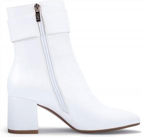 img 1 attached to IDIFU Women'S Pointed Toe Ankle Boots With Chunky Heel And Metal Ring Zipper - Half Size Up Recommended