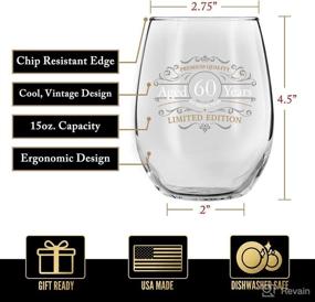 img 3 attached to 🍷 1962 Vintage Edition 60th Birthday Stemless Wine Glass: Perfect 60th Anniversary Gift, 15 oz Glass for Men and Women, Celebrate with Happy Birthday Wine Glasses for 60 Year Olds - Classic Birthday & Reunion Gift for Him or Her