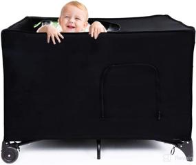 img 4 attached to 🌑 Portable Blackout Cover for Pack N Play, Breathable Crib Tent Blocking 90% of Light, Ideal for Indoor & Outdoor Travel, Stretches Up to 48×39 Inches