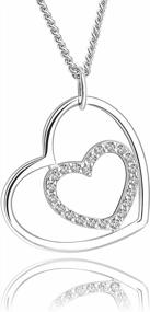 img 4 attached to Valentine'S Day Jewelry: Sterling Silver Heart Necklaces For Women - Love, Open, Double & Floating Interlocking Pendants!