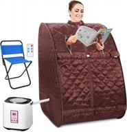 himimi 2l foldable steam sauna portable indoor home spa relaxation at home, 60 minute timer with chair remote (triangle, coffee) logo