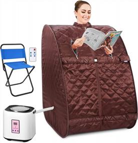 img 4 attached to Himimi 2L Foldable Steam Sauna Portable Indoor Home Spa Relaxation At Home, 60 Minute Timer With Chair Remote (Triangle, Coffee)