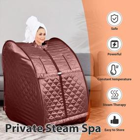 img 3 attached to Himimi 2L Foldable Steam Sauna Portable Indoor Home Spa Relaxation At Home, 60 Minute Timer With Chair Remote (Triangle, Coffee)