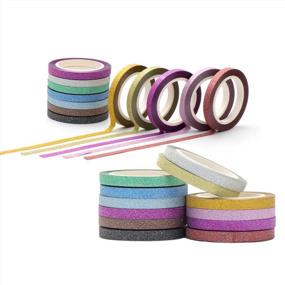 img 4 attached to 24 Rolls Glitter Washi Tape Set Multi-Colored Graphic Art Paper Masking Tape 0.2In. X 21 Ft. Sticky Tape For DIY Gift Wrapping Crafts Journal Decoration(24 Rolls Glitter Washi Tape)