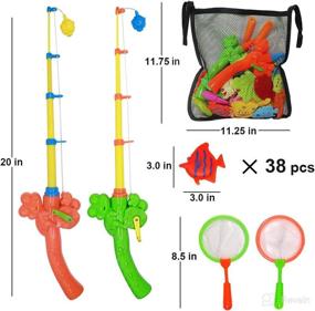 img 3 attached to 🐠 Magnetic Fishing Game Bath Toys for Kids Ages 4-8, 2 Fishing Poles, 2 Catching Fish Tools, and 38 Floating Magnet Ocean Sea Animals Bathtub Toys - Perfect Toys for Kids Toddlers
