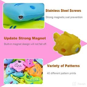 img 2 attached to 🐠 Magnetic Fishing Game Bath Toys for Kids Ages 4-8, 2 Fishing Poles, 2 Catching Fish Tools, and 38 Floating Magnet Ocean Sea Animals Bathtub Toys - Perfect Toys for Kids Toddlers