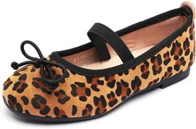 img 4 attached to Aiminila Girls Leopard Ballet School Girls' Shoes : Flats