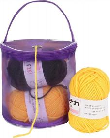 img 4 attached to Элегантная фиолетовая сумка Coopay Tiny Yarn Bag - органайзер для вязания крючком с втулкой для клубков пряжи, швейных принадлежностей и многого другого!