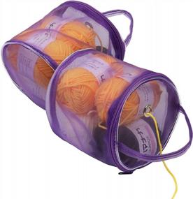 img 1 attached to Элегантная фиолетовая сумка Coopay Tiny Yarn Bag - органайзер для вязания крючком с втулкой для клубков пряжи, швейных принадлежностей и многого другого!