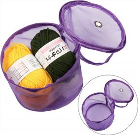 img 3 attached to Элегантная фиолетовая сумка Coopay Tiny Yarn Bag - органайзер для вязания крючком с втулкой для клубков пряжи, швейных принадлежностей и многого другого!