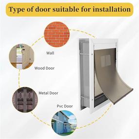 img 1 attached to 🐶 Tunnel Adjustable Dog Door: Weatherproof & Energy-Saving Aluminum Pet Door with Magnetic Double-Flaps Design - Easy Installation on Interior/Exterior Doors or Wall (Large)