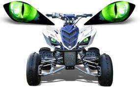 img 2 attached to Enhance Your Yamaha Raptor's Look with AMR Racing Eclipse Green ATV Headlight Eye Graphics Decal Cover