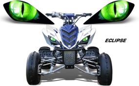 img 1 attached to Enhance Your Yamaha Raptor's Look with AMR Racing Eclipse Green ATV Headlight Eye Graphics Decal Cover