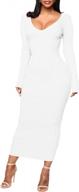 perzeal women's lightweight knit midi dress v neck bodycon dress off shoulder sexy casual long sleeve ribbed sweater dress (large, white95) logo