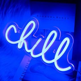img 1 attached to Add A Cool Vibe To Your Wall: Brighten Up Your Space With Wanxing Chill Neon Sign In Blue LED