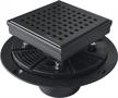 304 stainless steel neodrain 4-inch square shower drain with removable quadrato pattern grate & hair strainer - black logo