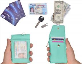img 2 attached to Beurlike Teal Leather ID Badge Holder Wallet With 2-Sided Design, 3 Card Slots, And Convenient Coin Pocket