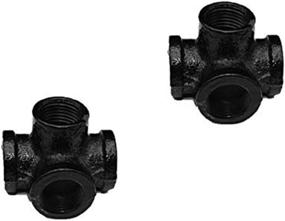 img 4 attached to Rustic DIY Industrial Shelving: GeilSpace 4-Way Malleable Iron Pipe Fittings (1/2", Black)