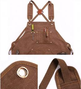 img 2 attached to Boshiho Heavy Waxed Canvas Woodworking Apron For Men Women With Cross-Back Adjustable Strap