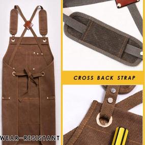 img 1 attached to Boshiho Heavy Waxed Canvas Woodworking Apron For Men Women With Cross-Back Adjustable Strap