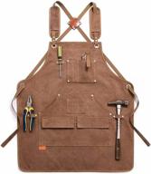 boshiho heavy waxed canvas woodworking apron for men women with cross-back adjustable strap logo