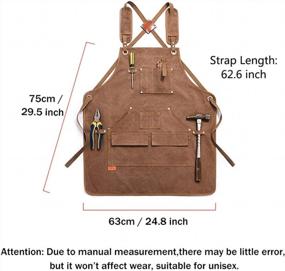 img 3 attached to Boshiho Heavy Waxed Canvas Woodworking Apron For Men Women With Cross-Back Adjustable Strap