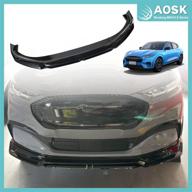 🏎️ aoskonology abs front lip splitter for mustang mach-e | glossy black front bumper lip spoiler side body kit trim | compatible with mustang mach-e exterior accessories 2021 2022 (v1) logo