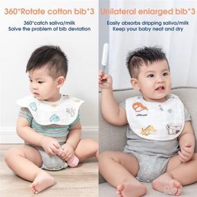 img 3 attached to 🍼 SEEDNUR Baby Drooling Bibs: 360° Rotate Muslin Bibs for Teething and Drooling, Unisex Cotton Bibs for Toddlers, Adjustable with Snaps, Soft & Absorbent Bibs for Boys and Girls