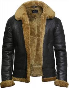 img 4 attached to Genuine Leather Bomber Jacket For Men: Brandslock B3 Shearling Aviator Flying Jacket