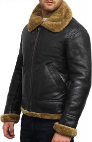 img 3 attached to Genuine Leather Bomber Jacket For Men: Brandslock B3 Shearling Aviator Flying Jacket