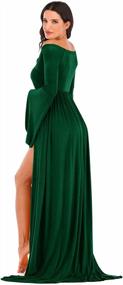 img 2 attached to Maternity Off Shoulder Wrap Flare Sleeves Maxi Photography Dress Baby Shower Gown